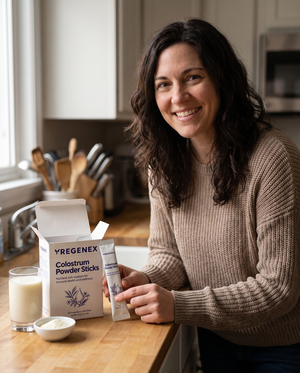 Colostrum Powder Sticks On the kitchen counter