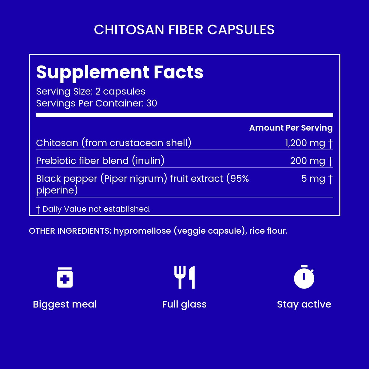 Chitosan Fiber Capsules 1,200 mg 6