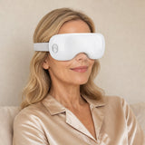 Woman wearing Regenex Steam Therapy Pro hands-free
