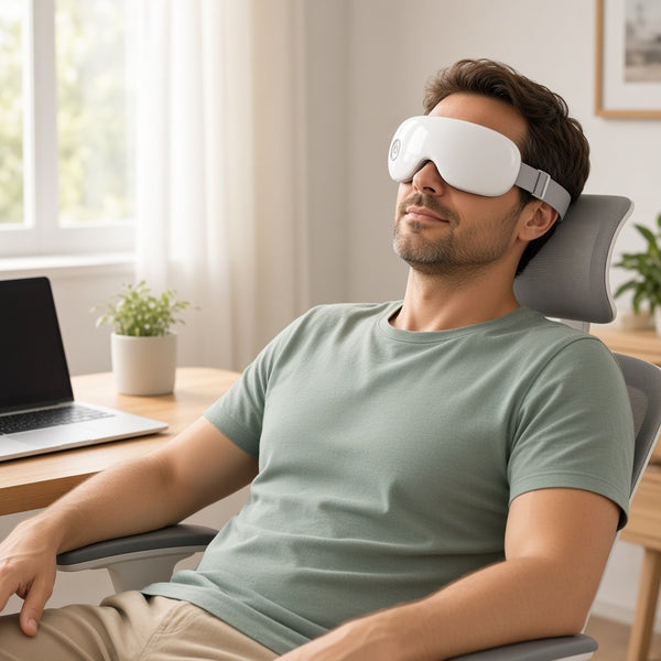 Customer lifestyle — home office break with Steam Therapy Pro